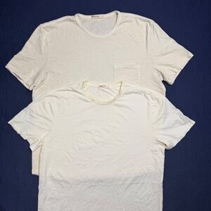 Marine Layer Mens TShirt Bundle Set of 2 Cream Off White Pocket Tee Large L Read